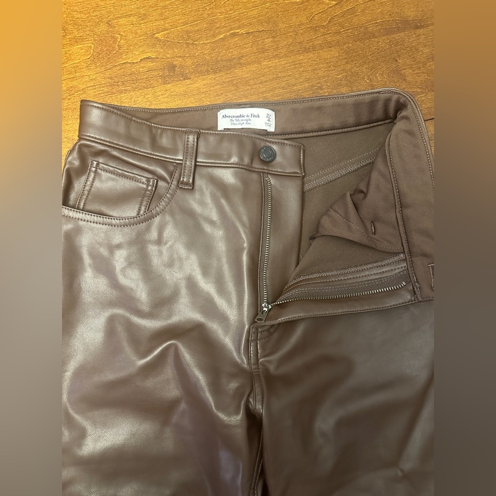 Abercrombie & Fitch Women's Brown Faux Leather Pants - Picture 4 of 7